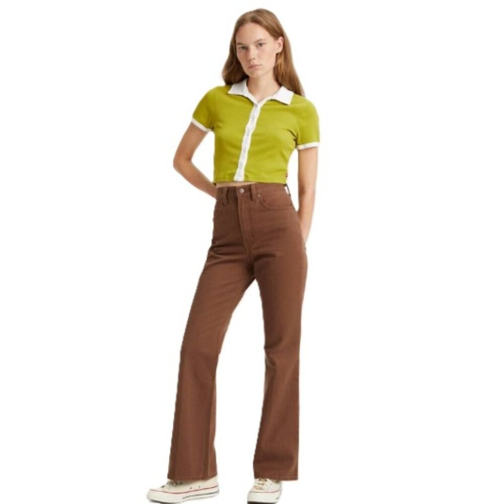 NWT Levi’s 70s Movin’ On Flare Jeans Chocolate Brown High Rise Retro Size 24/32